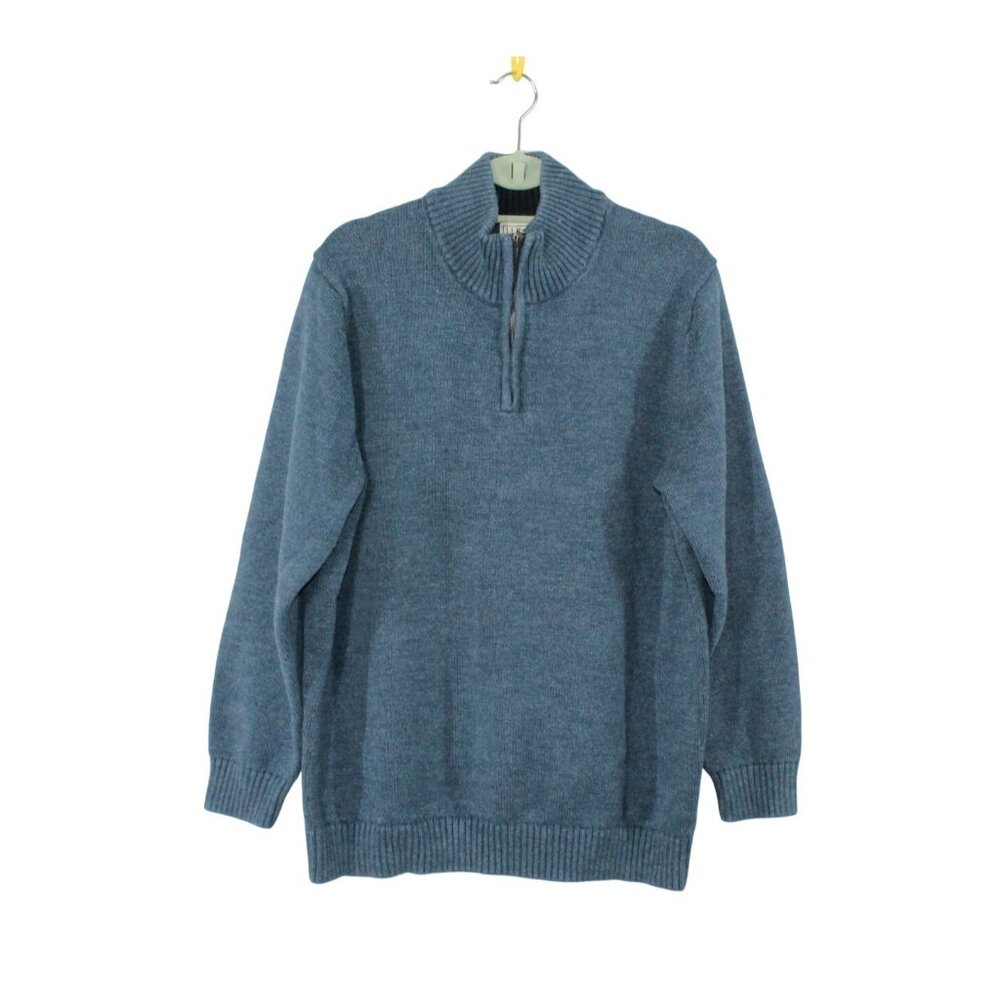 LL Bean Mens Blue 100% Cotton Quarter Zip Sweater Size XXL Tall Preppy Classic